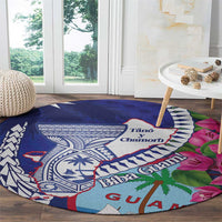 Biba Guam Liberation Day Round Carpet Tano y Chamoru Latte Stone Blue