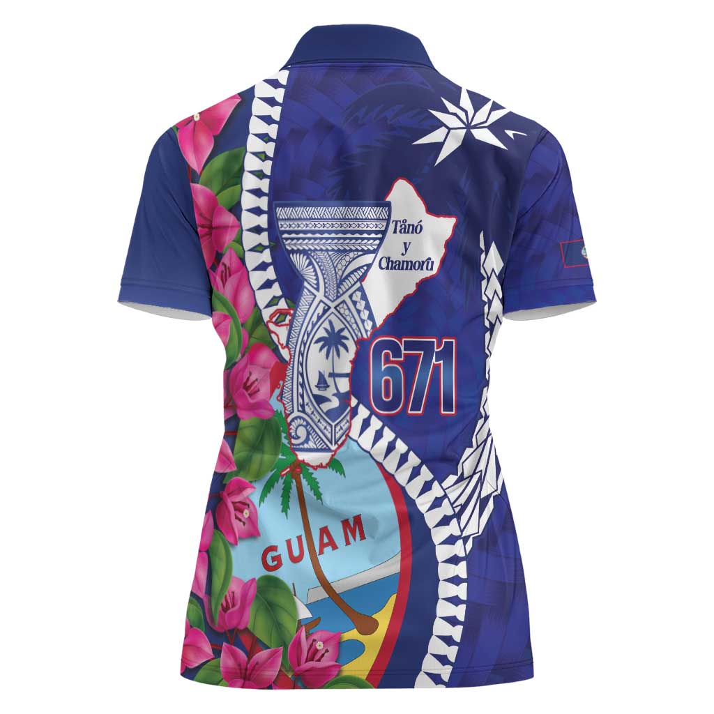 Biba Guam Liberation Day Women Polo Shirt Tano y Chamoru Latte Stone Blue