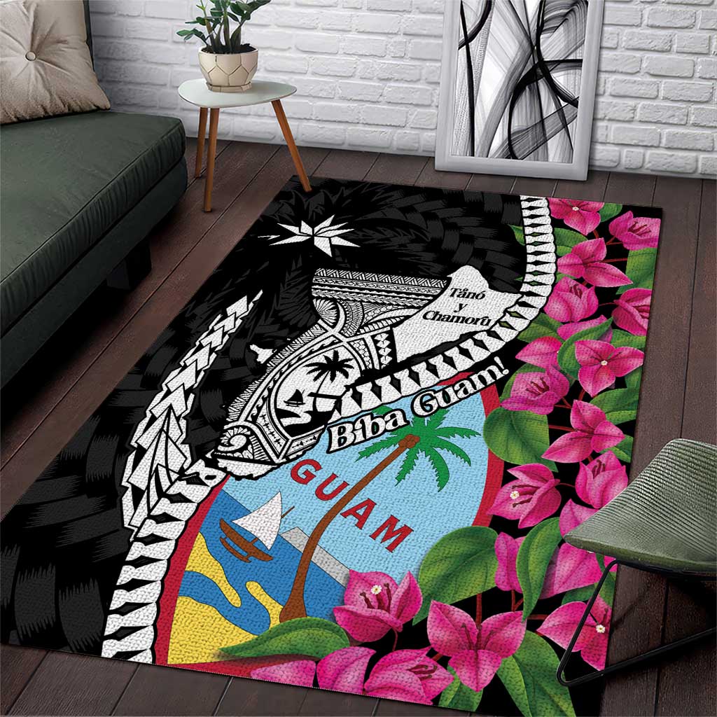 Biba Guam Liberation Day Area Rug Tano y Chamoru Latte Stone Black