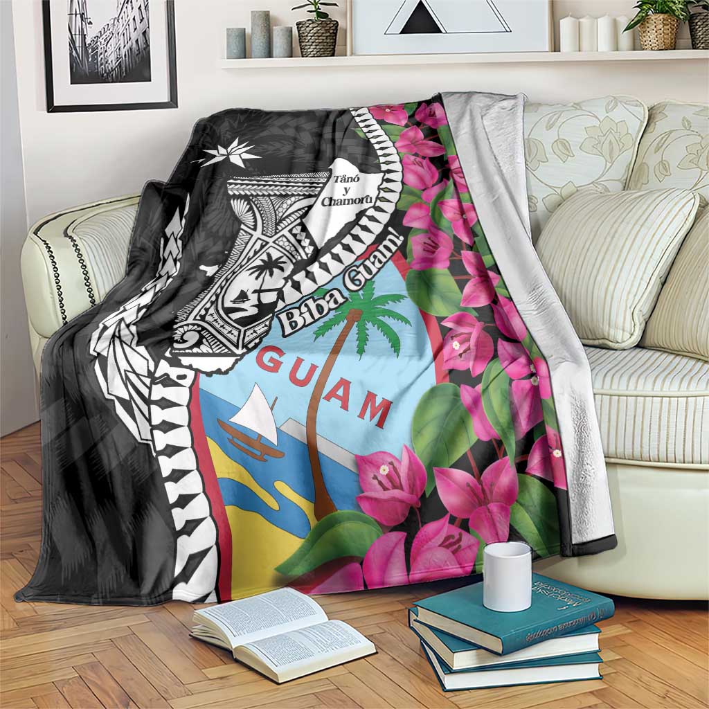 Biba Guam Liberation Day Blanket Tano y Chamoru Latte Stone Black LT14 Black - Polynesian Pride