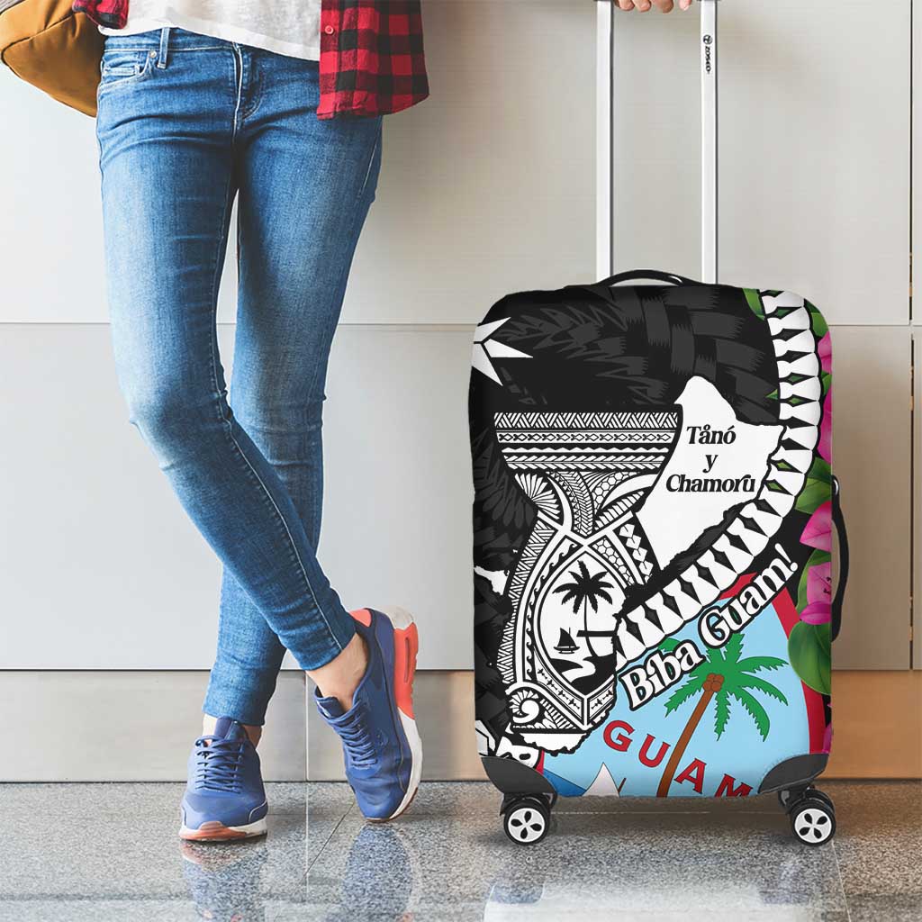 Biba Guam Liberation Day Luggage Cover Tano y Chamoru Latte Stone Black