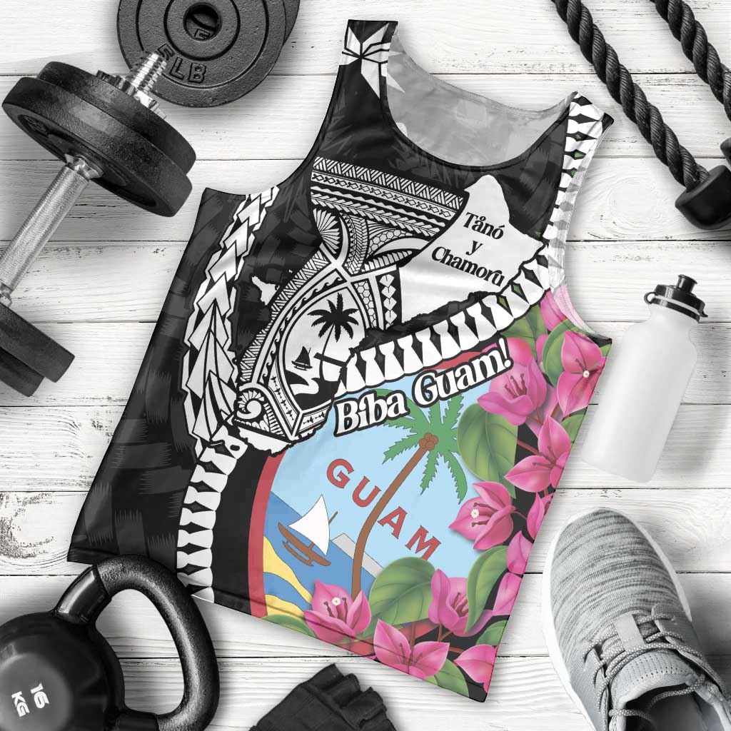 Biba Guam Liberation Day Men Tank Top Tano y Chamoru Latte Stone Black