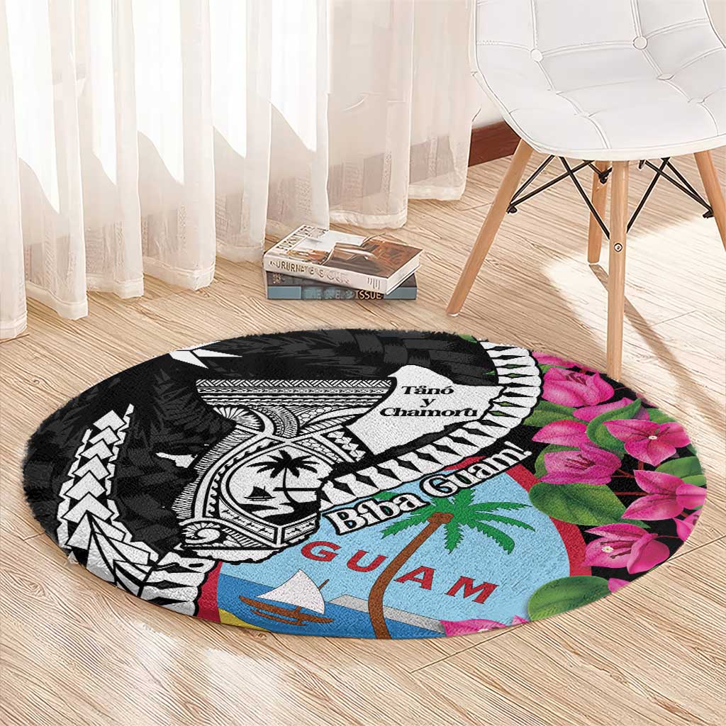 Biba Guam Liberation Day Round Carpet Tano y Chamoru Latte Stone Black