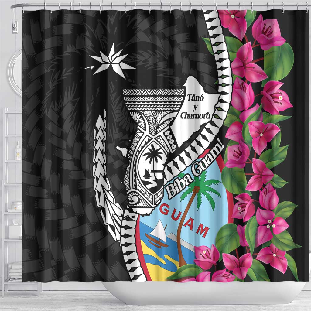 Biba Guam Liberation Day Shower Curtain Tano y Chamoru Latte Stone Black