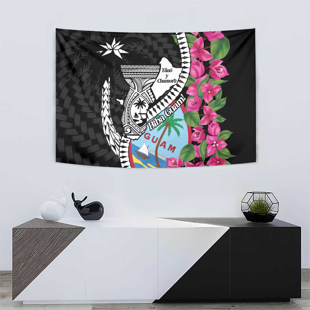 Biba Guam Liberation Day Tapestry Tano y Chamoru Latte Stone Black