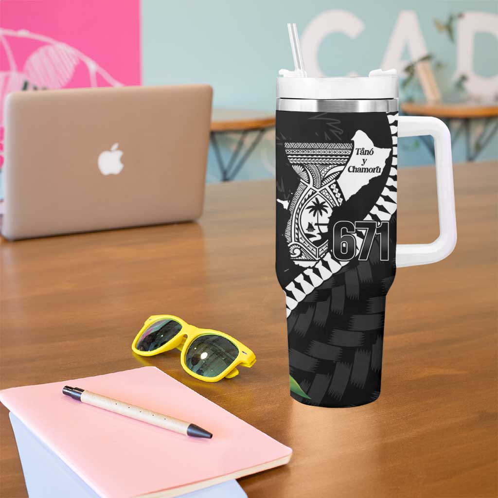 Biba Guam Liberation Day Tumbler With Handle Tano y Chamoru Latte Stone Black