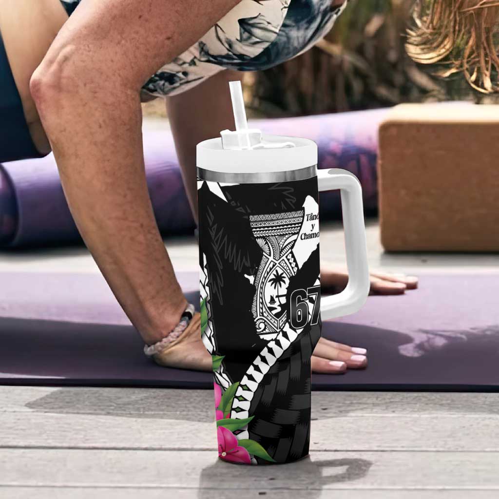 Biba Guam Liberation Day Tumbler With Handle Tano y Chamoru Latte Stone Black