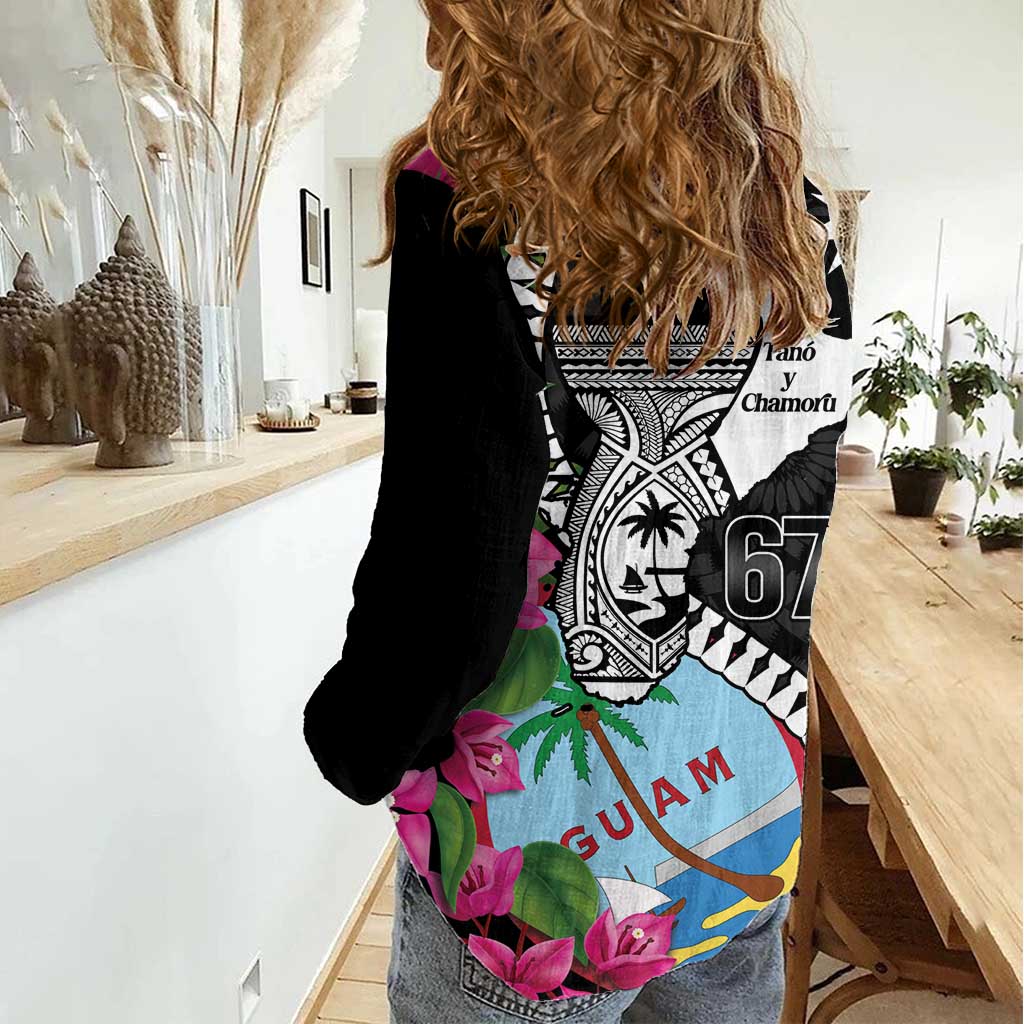 Biba Guam Liberation Day Women Casual Shirt Tano y Chamoru Latte Stone Black