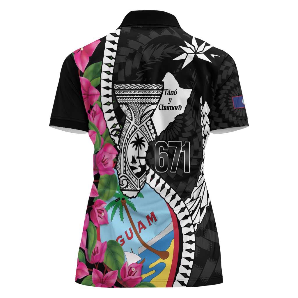 Biba Guam Liberation Day Women Polo Shirt Tano y Chamoru Latte Stone Black
