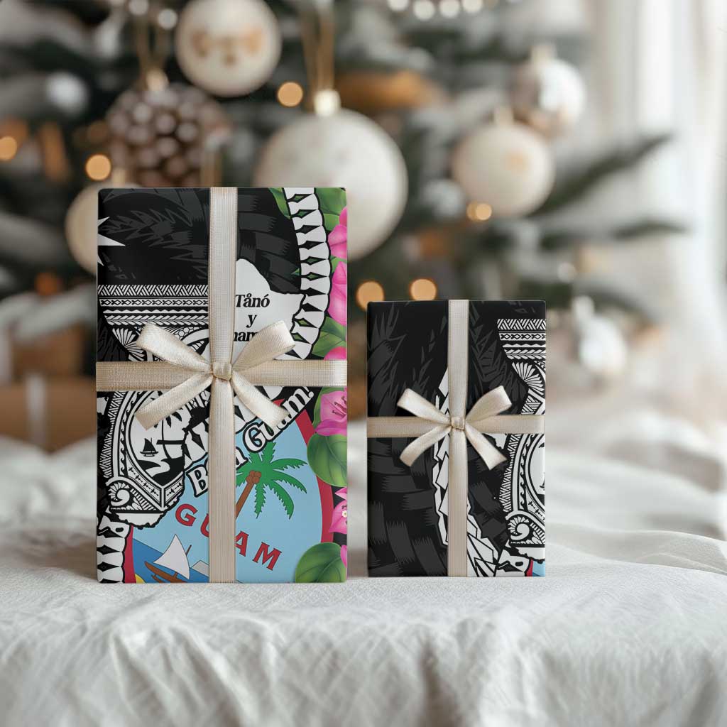 Biba Guam Liberation Day Wrapping Paper Tano y Chamoru Latte Stone Black - Polynesian Pride