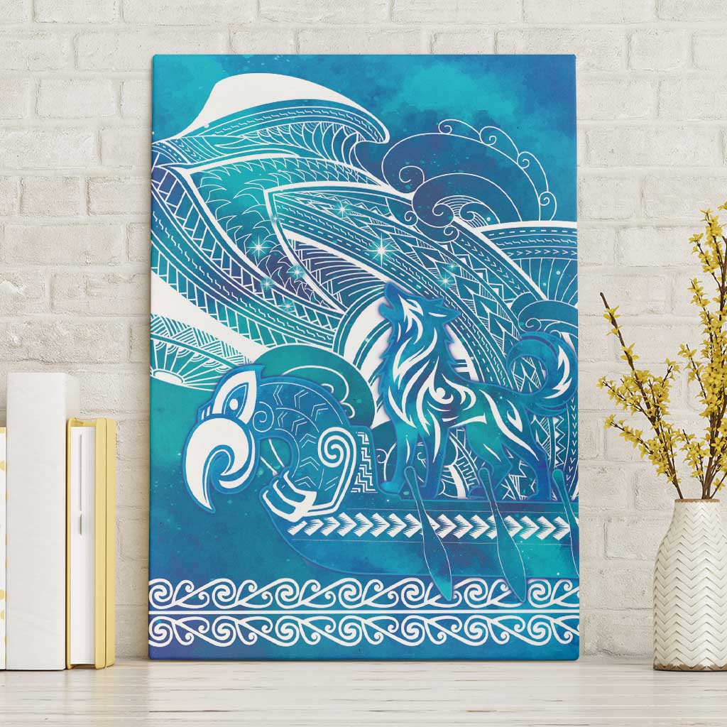 Kuri Dog Waka New Zealand Matariki Canvas Wall Art Ocean Sharks Maori Tattoo