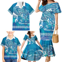 Kuri Dog Waka New Zealand Matariki Family Matching Mermaid Dress and Hawaiian Shirt Ocean Sharks Maori Tattoo