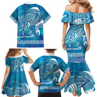 Kuri Dog Waka New Zealand Matariki Family Matching Mermaid Dress and Hawaiian Shirt Ocean Sharks Maori Tattoo