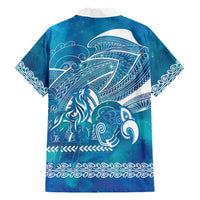 Kuri Dog Waka New Zealand Matariki Family Matching Off The Shoulder Long Sleeve Dress and Hawaiian Shirt Ocean Sharks Maori Tattoo