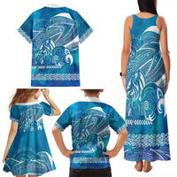 Kuri Dog Waka New Zealand Matariki Family Matching Tank Maxi Dress and Hawaiian Shirt Ocean Sharks Maori Tattoo