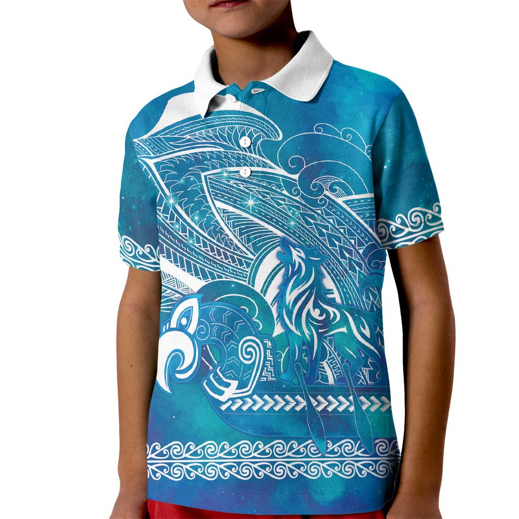 Kuri Dog Waka New Zealand Matariki Kid Polo Shirt Ocean Sharks Maori Tattoo