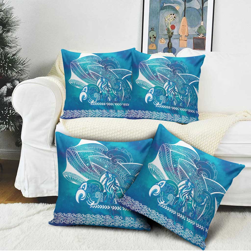 Kuri Dog Waka New Zealand Matariki Pillow Cover Ocean Sharks Maori Tattoo