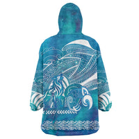 Kuri Dog Waka New Zealand Matariki Wearable Blanket Hoodie Ocean Sharks Maori Tattoo