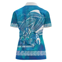 Kuri Dog Waka New Zealand Matariki Women Polo Shirt Ocean Sharks Maori Tattoo