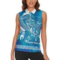 Kuri Dog Waka New Zealand Matariki Women Sleeveless Polo Shirt Ocean Sharks Maori Tattoo