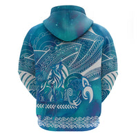 Kuri Dog Waka New Zealand Matariki Zip Hoodie Ocean Sharks Maori Tattoo