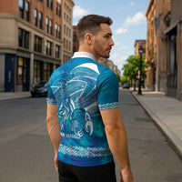 Kuri Dog Waka New Zealand Matariki Zipper Polo Shirt Ocean Sharks Maori Tattoo