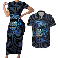 Tuna Eel New Zealand Matariki Couples Matching Short Sleeve Bodycon Dress and Hawaiian Shirt He Piko He Taniwha Maori Pattern