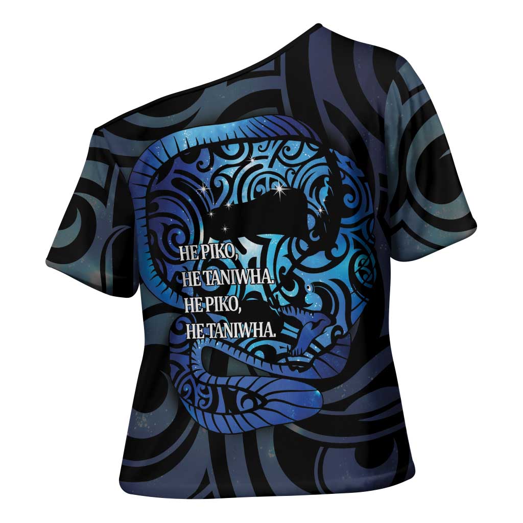 Tuna Eel New Zealand Matariki Cross Shoulder Shirt He Piko He Taniwha Maori Pattern LT14 - Polynesian Pride