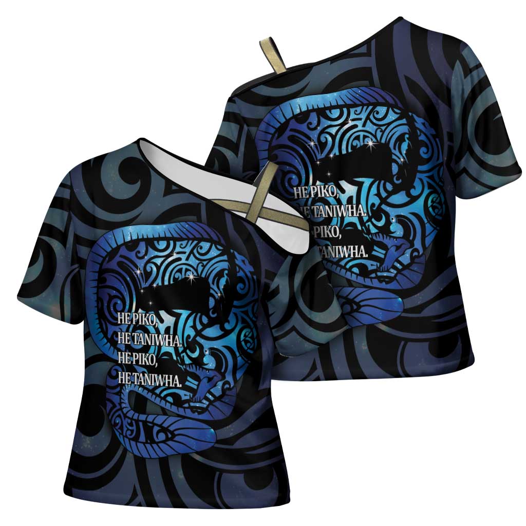 Tuna Eel New Zealand Matariki Cross Shoulder Shirt He Piko He Taniwha Maori Pattern LT14 - Polynesian Pride