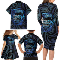 Tuna Eel New Zealand Matariki Family Matching Long Sleeve Bodycon Dress and Hawaiian Shirt He Piko He Taniwha Maori Pattern