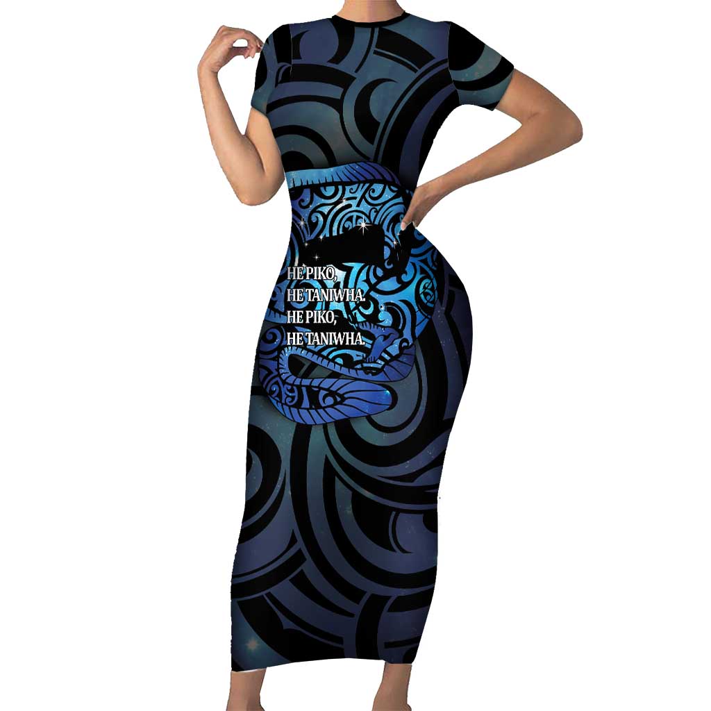 Tuna Eel New Zealand Matariki Family Matching Short Sleeve Bodycon Dress and Hawaiian Shirt He Piko He Taniwha Maori Pattern