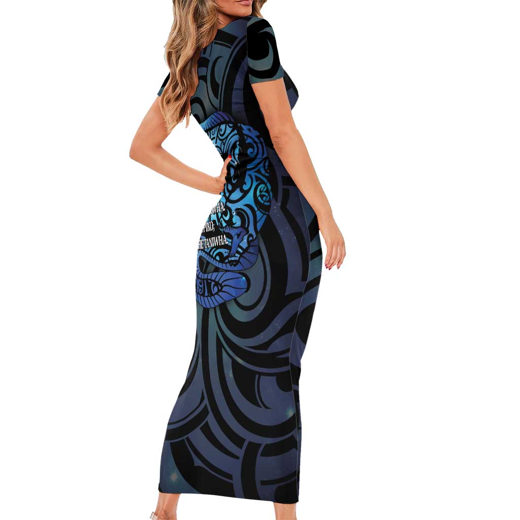 Tuna Eel New Zealand Matariki Family Matching Short Sleeve Bodycon Dress and Hawaiian Shirt He Piko He Taniwha Maori Pattern