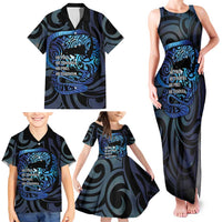 Tuna Eel New Zealand Matariki Family Matching Tank Maxi Dress and Hawaiian Shirt He Piko He Taniwha Maori Pattern