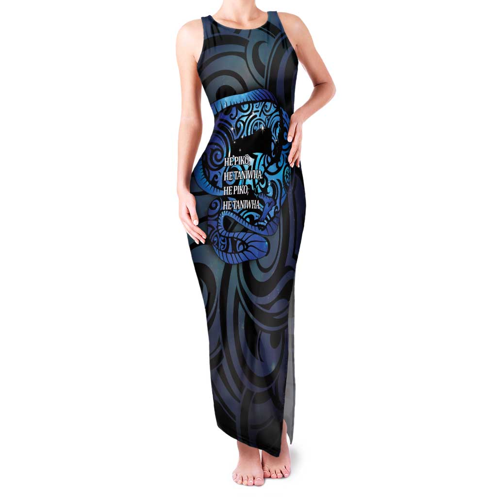 Tuna Eel New Zealand Matariki Family Matching Tank Maxi Dress and Hawaiian Shirt He Piko He Taniwha Maori Pattern
