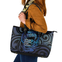 Tuna Eel New Zealand Matariki Leather Tote Bag He Piko He Taniwha Maori Pattern LT14 Purple - Polynesian Pride