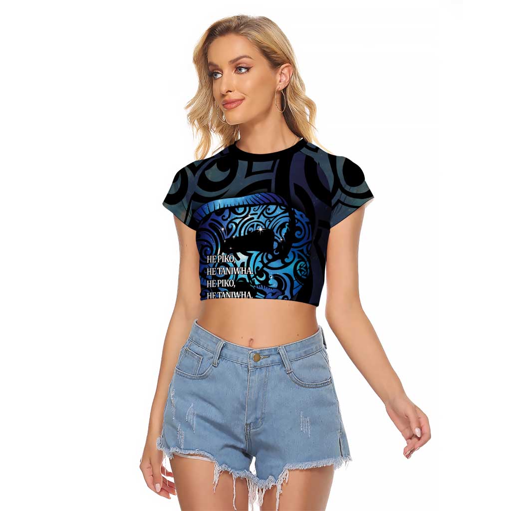 Tuna Eel New Zealand Matariki Raglan Cropped T Shirt He Piko He Taniwha Maori Pattern