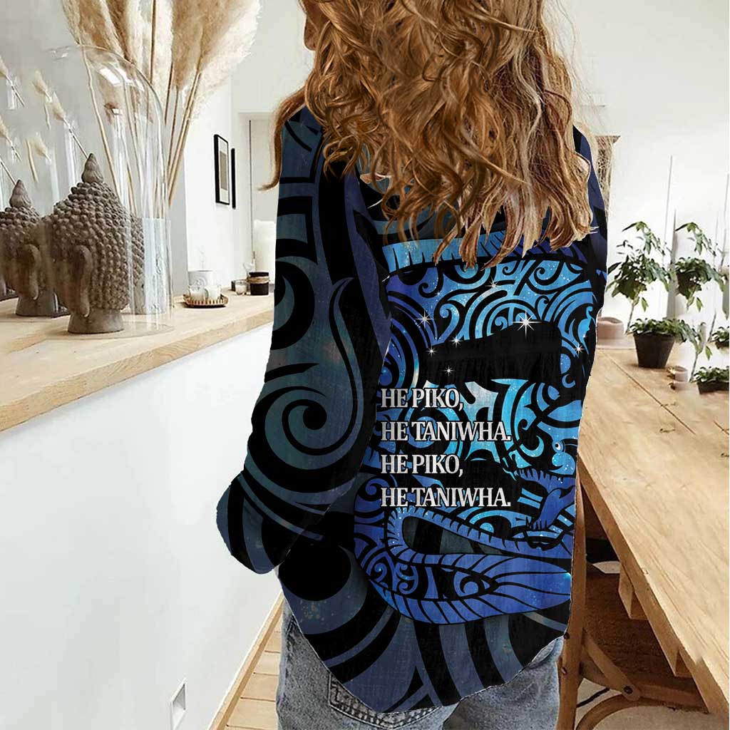 Tuna Eel New Zealand Matariki Women Casual Shirt He Piko He Taniwha Maori Pattern