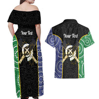 Personalised South Sea Islanders National Recognition Day Couples Matching Off Shoulder Maxi Dress and Hawaiian Shirt Australia Aboriginal Vanuatu Pig Tusk