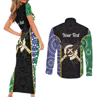 Personalised South Sea Islanders National Recognition Day Couples Matching Short Sleeve Bodycon Dress and Long Sleeve Button Shirt Australia Aboriginal Vanuatu Pig Tusk