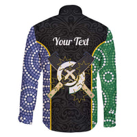 Personalised South Sea Islanders National Recognition Day Family Matching Off Shoulder Short Dress and Hawaiian Shirt Australia Aboriginal Vanuatu Pig Tusk