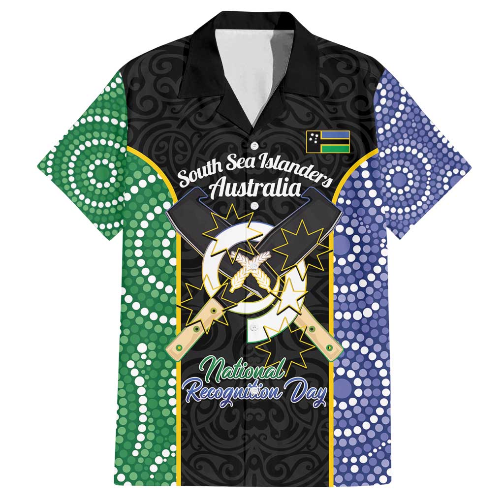 Personalised South Sea Islanders National Recognition Day Family Matching Puletasi and Hawaiian Shirt Australia Aboriginal Vanuatu Pig Tusk LT14 Dad's Shirt - Short Sleeve Black - Polynesian Pride