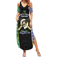 Personalised South Sea Islanders National Recognition Day Family Matching Summer Maxi Dress and Hawaiian Shirt Australia Aboriginal Vanuatu Pig Tusk