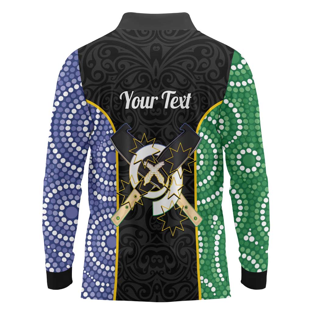 Personalised South Sea Islanders National Recognition Day Long Sleeve Polo Shirt Australia Aboriginal Vanuatu Pig Tusk