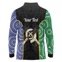 Personalised South Sea Islanders National Recognition Day Long Sleeve Polo Shirt Australia Aboriginal Vanuatu Pig Tusk