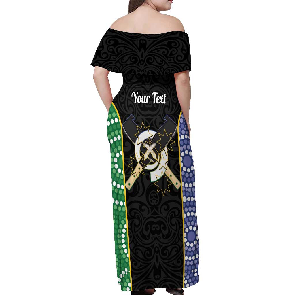 Personalised South Sea Islanders National Recognition Day Off Shoulder Maxi Dress Australia Aboriginal Vanuatu Pig Tusk
