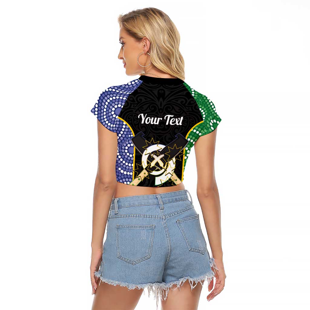 Personalised South Sea Islanders National Recognition Day Raglan Cropped T Shirt Australia Aboriginal Vanuatu Pig Tusk LT14 - Polynesian Pride