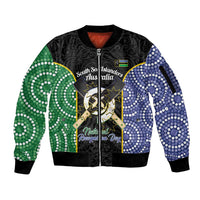 Personalised South Sea Islanders National Recognition Day Sleeve Zip Bomber Jacket Australia Aboriginal Vanuatu Pig Tusk LT14 Unisex Black - Polynesian Pride
