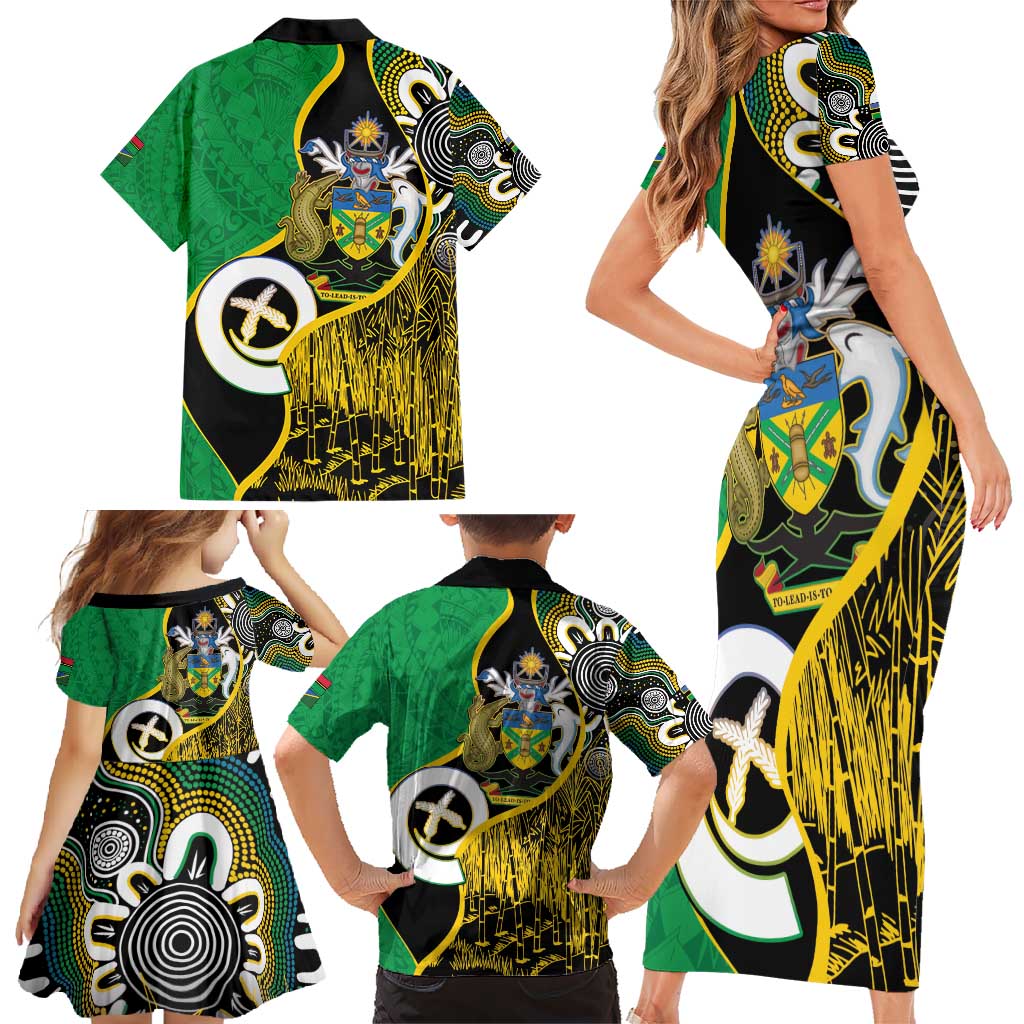 Australian South Sea Islanders National Recognition Day Family Matching Short Sleeve Bodycon Dress and Hawaiian Shirt Solomon Islands And Vanuatu Culture
