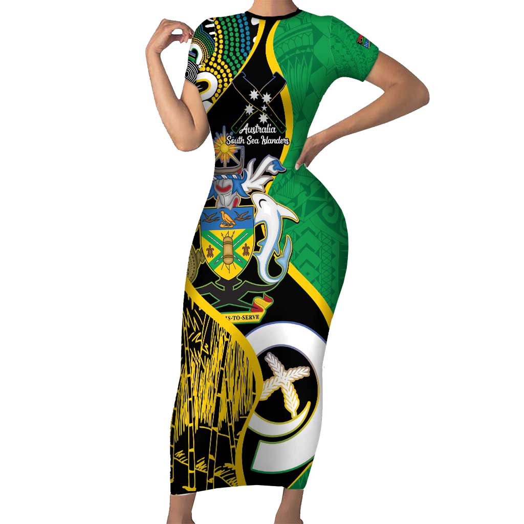 Australian South Sea Islanders National Recognition Day Short Sleeve Bodycon Dress Solomon Islands And Vanuatu Culture