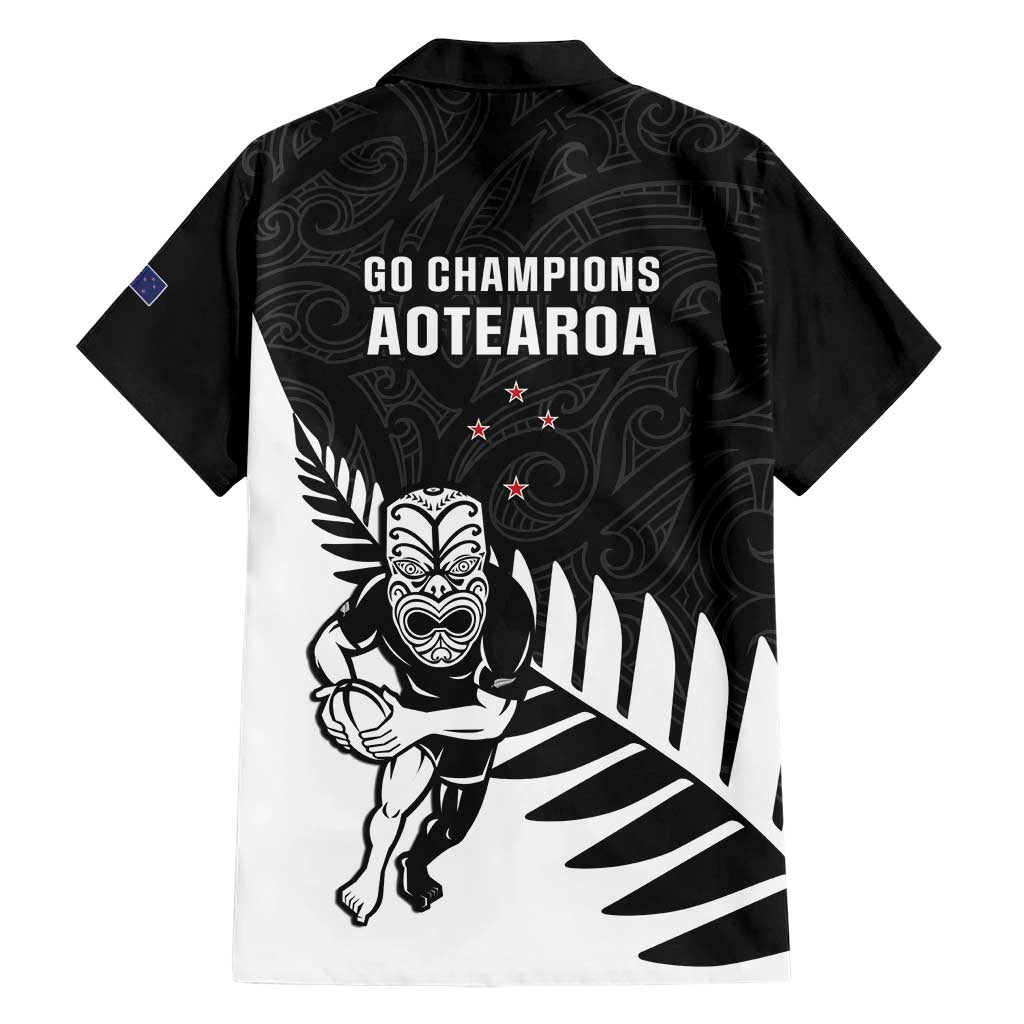 New Zealand Silver Fern Rugby Hawaiian Shirt All Black Go Champions Maori Pattern LT14